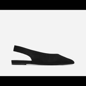 Everlane V Slingback Shoes - Black Suede, size 9.5